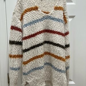 Staccato Cozy Multicolor Striped Women's Fuzzy Sweater Size Small